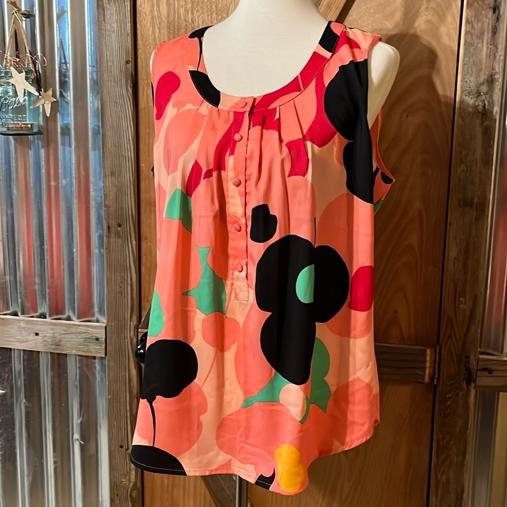New York & Co Pink Flower Top XL